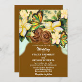 Saddle Brown Boho-Wildblume Blumenhochzeit Einladung (Vorne/Hinten)