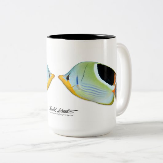 Saddle Butterflyfish Tasse, Chaetodon ephippium Zweifarbige Tasse (VorderseiteRechts)