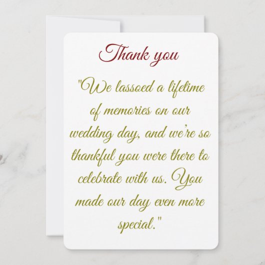 Saddle & Sparkle - Western Wedding Dankeschön Card Dankeskarte (Rückseite)