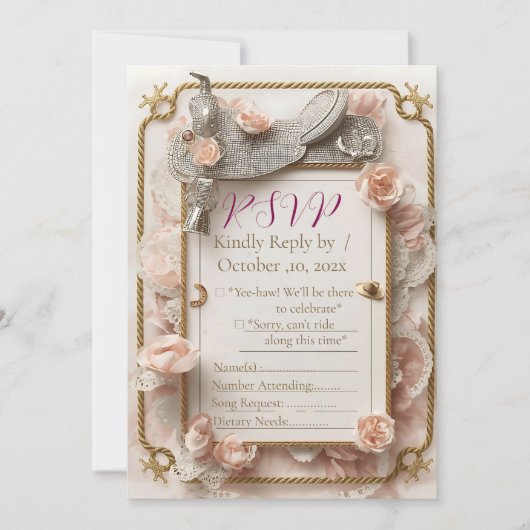 Saddle & Sparkle - Western Wedding RSVP Card (Vorderseite)