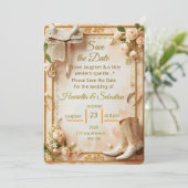 Saddle & Sparkle - Western Wedding Save the Date C (Stehend Vorderseite)