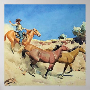 „Saddle Stock“ Western Art von Maynard Dixon Poster
