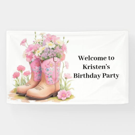 Saddle Sweetness Cowboy und Cowgirl Birthday Banner (Horizontal)