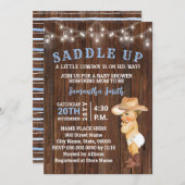 Saddle Up a Little Cowboy ist seine Way Baby Dusch Einladung (Vorne/Hinten)