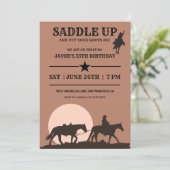 Saddle Up Cowboy zum Geburtstag Einladung (Stehend Vorderseite)