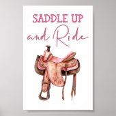 Saddle Up Cowgirl Poster Kids Western Room Decor (Vorne)