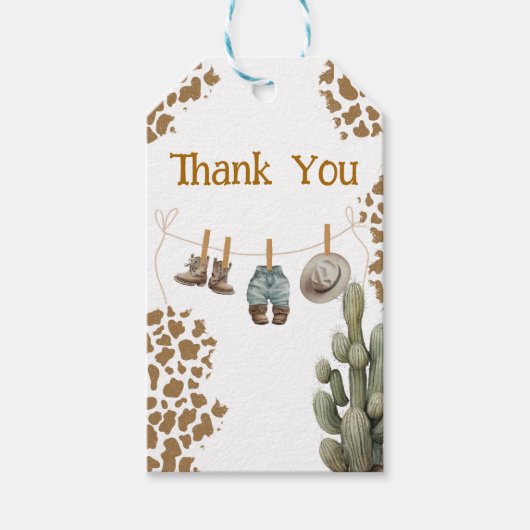 Saddle Up ein kleiner Cowboy ist auf dem Weg Baby Geschenkanhänger (Vorderseite)