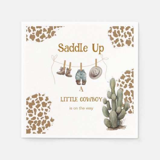 Saddle Up ein kleiner Cowboy ist auf dem Weg Baby Serviette (Vorderseite)