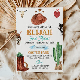 Saddle Up First Rodeo Cowboy Einladung zum Geburts