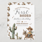 Saddle Up First Rodeo Geburtstag Einladung (Vorne/Hinten)