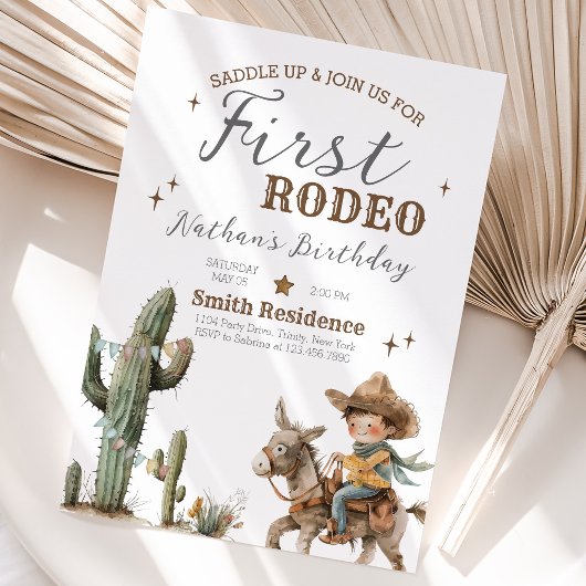 Saddle Up First Rodeo Geburtstag Einladung