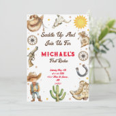 Saddle up First Rodeo Wild West Geburtstag Einladung (Stehend Vorderseite)