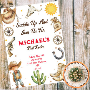 Saddle up First Rodeo Wild West Geburtstag Einladung