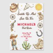 Saddle up First Rodeo Wild West Geburtstag Magneteinladung (Vorderseite)