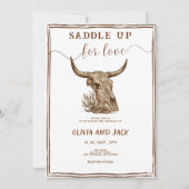 Saddle Up for Love Western Ranch Cow Skull Wedding Einladung (Vorderseite)