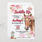 Saddle Up Girls Western Brithday Einladung (Vorne/Hinten)