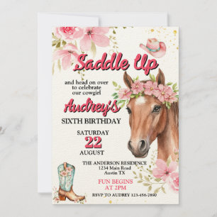 Saddle Up Girls Western Geburtstag Einladung