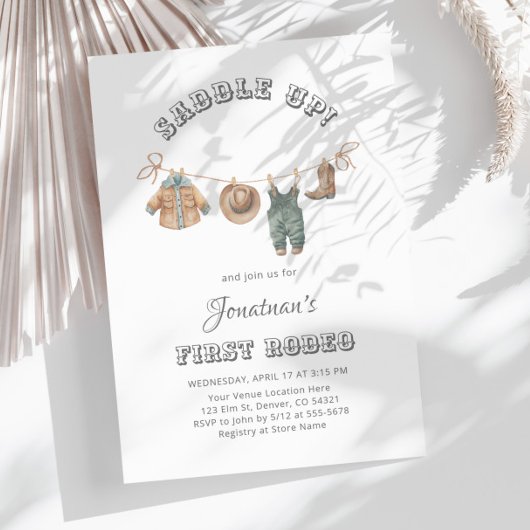 Saddle Up Kleiner Cowboy First Rodeo Geburtstag Einladung