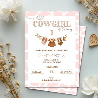 Saddle Up Pink Cowgirl Western Birthday Einladung