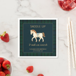 Saddle Up Vintage Preppy Horse Birthday  Serviette