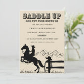 Saddle Up Western Geburtstagsparty Einladung (Stehend Vorderseite)