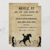 Saddle Up Western Geburtstagsparty Einladung (Vorne/Hinten)