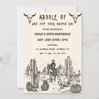 Saddle Up Western Geburtstagsparty Einladung