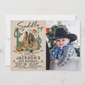 Saddle Up Western Rodeo Cowboy Birthday Foto Einladung (Vorderseite)