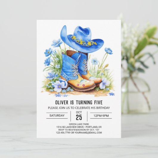 Saddle Up Wild West Geburtstag Einladung (Stehend Vorderseite)