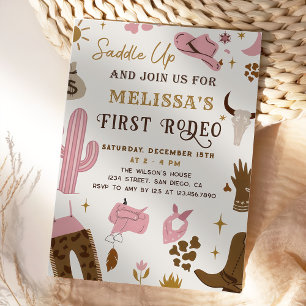 Saddle Up Wild West Rodeo Cowgirl Ranch Birthday Einladung