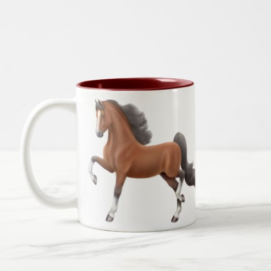 Saddlebred gehende PferdeTasse Zweifarbige Tasse (Links)