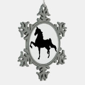 Saddlebred Verzierung Schneeflocken Zinn-Ornament (Links)