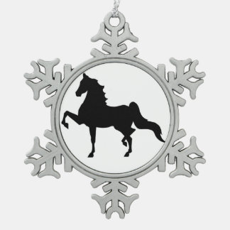 Saddlebred Verzierung Schneeflocken Zinn-Ornament