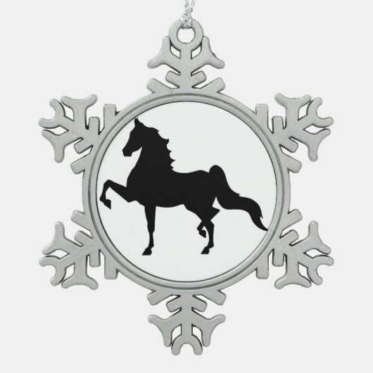 Saddlebred Verzierung Schneeflocken Zinn-Ornament (Vorderseite)