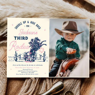 Saddup Third Rodeo Cowboy Geburtstags-Foto Einladung