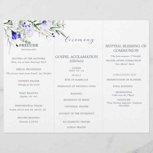 Sade of Royal Blue Ivory Blumenzettel (Rückseite)