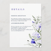 Sade Royal Blue Ivory Blumenzettel Begleitkarte (Vorderseite)