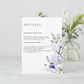 Sade Royal Blue Ivory Blumenzettel Begleitkarte (Stehend Vorderseite)