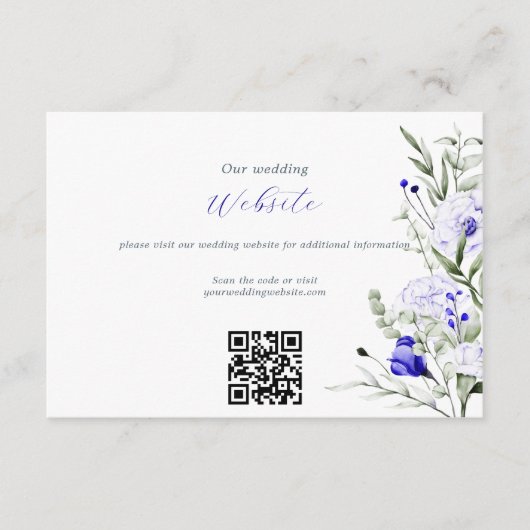 Sade Royal Blue Ivory Wedding Website QR Code Begleitkarte (Vorderseite)