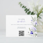 Sade Royal Blue Ivory Wedding Website QR Code Begleitkarte (Stehend Vorderseite)