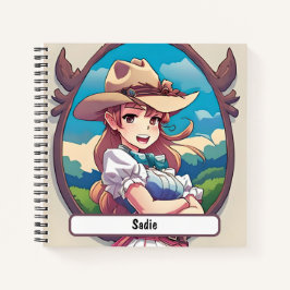 Sadie Cowgirl Notebook mit individueller Nametag Notizblock