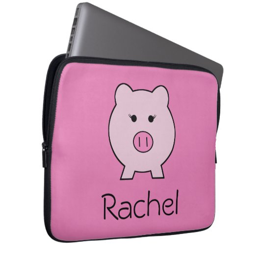Sadie das rosa Schwein ~ niedliches Girly Kawaii Laptopschutzhülle (Vorne Rechts)