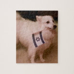 Sadie, der jüdische Hund Puzzle<br><div class="desc">Sadie trägt stolz die Flagge Israels. Sadie ist ein Markenzeichen von Rachel Brandt, der Humorus freundlich gelassen hat, dieses Bild zu verwenden.</div>