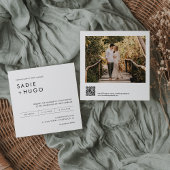 SADIE Minimal Square Wedding Invite Foto, QR Code Einladung