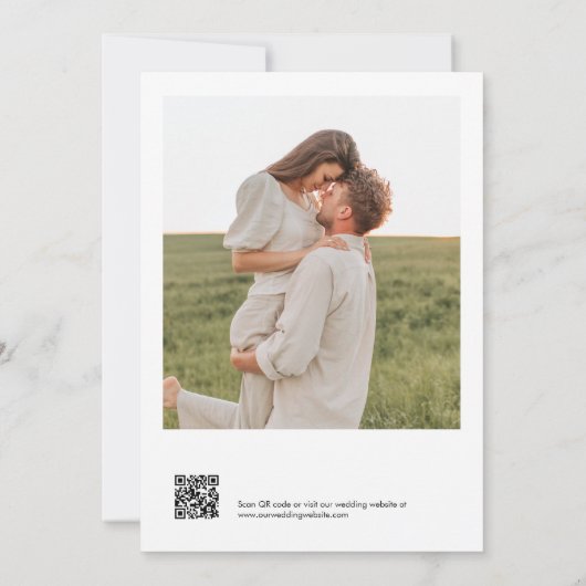 SADIE Minimal Wedding Einladung mit Foto & QR Code (Rückseite)
