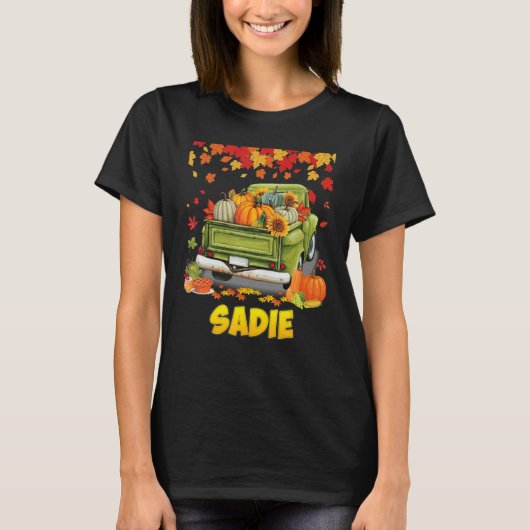 Sadie Thanksgiving Pumpkin Truck Thankful Fall Tre T-Shirt (Vorderseite)
