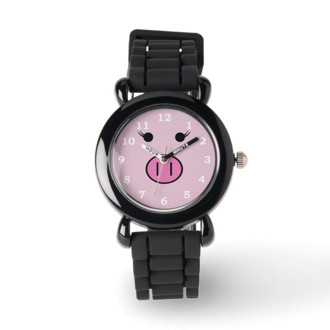 Sadie the Pink Pig ~ Niedlich Girly Kawaii Armbanduhr (Vorderseite)