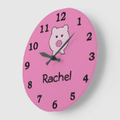 Sadie the Pink Pig ~ Niedlich Girly Kawaii Große Wanduhr (Winkel)