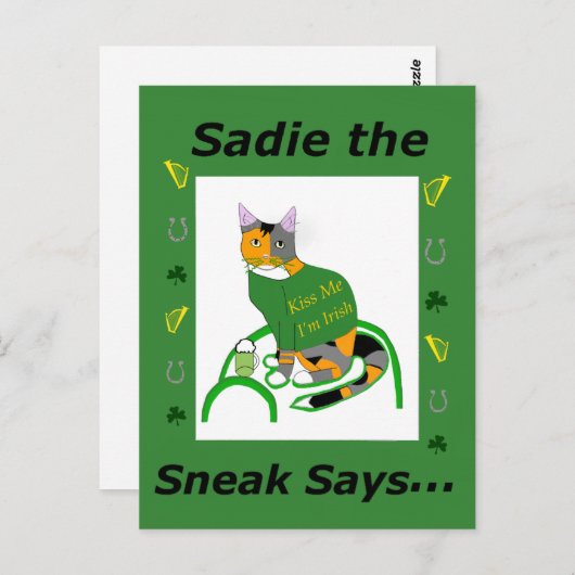 Sadie the Sneak St. Patrick's Day Postcard Postkarte (Vorne/Hinten)