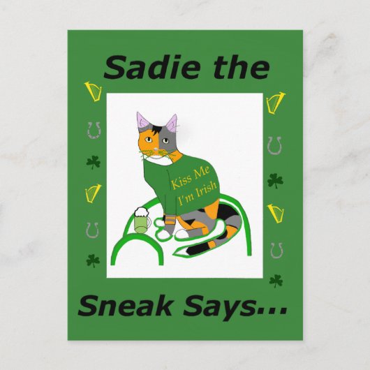 Sadie the Sneak St. Patrick's Day Postcard Postkarte (Vorderseite)